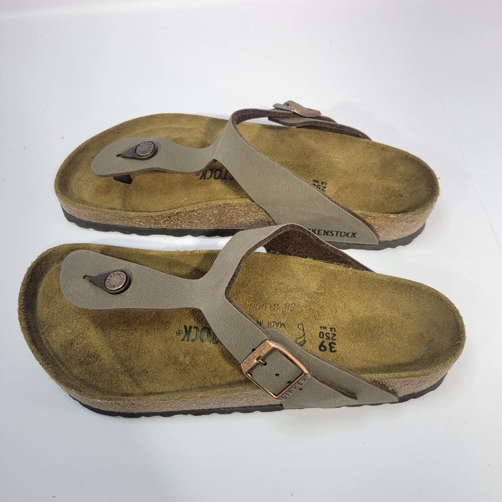 Birkenstock Gizeh Size 39 L8 M6 R Brown Biko Flor Slide Thong Sandals - Picture 10 of 11